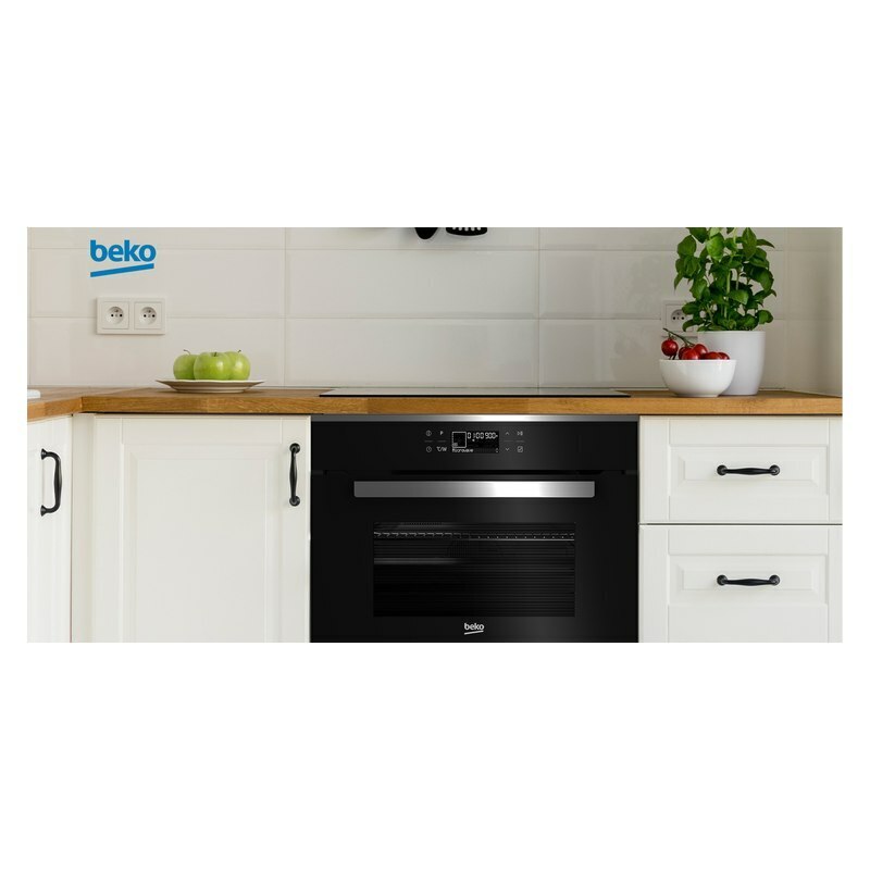 Встраиваемый электрический духовой шкаф с микроволнами Beko BCW18501X Нержавеющая сталь + черное стекло