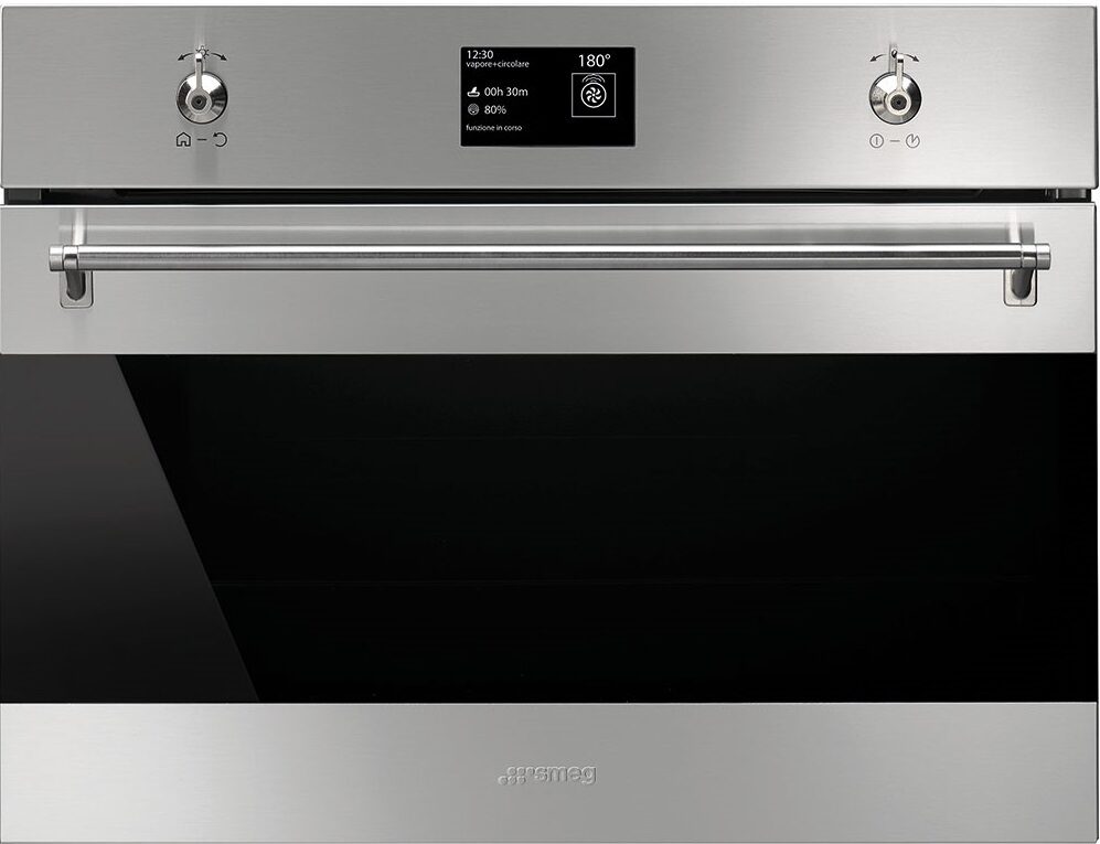 Встраиваемый электрический духовой шкаф пароварка Smeg SF4390VCX1