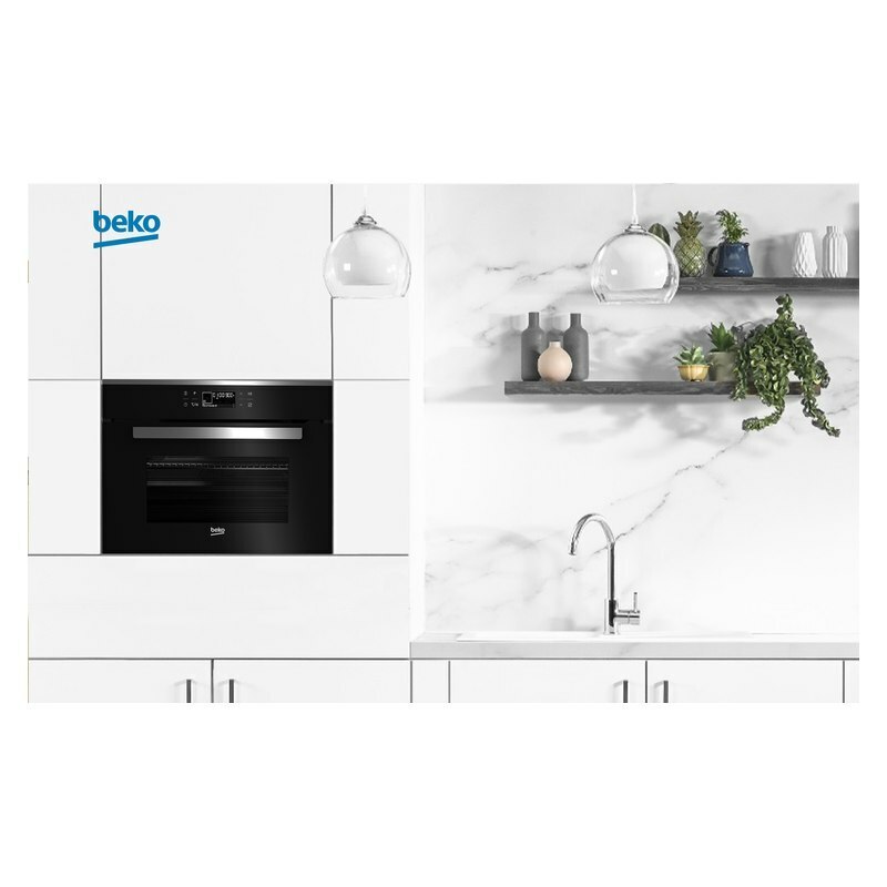 Встраиваемый электрический духовой шкаф с микроволнами Beko BCW18501X Нержавеющая сталь + черное стекло
