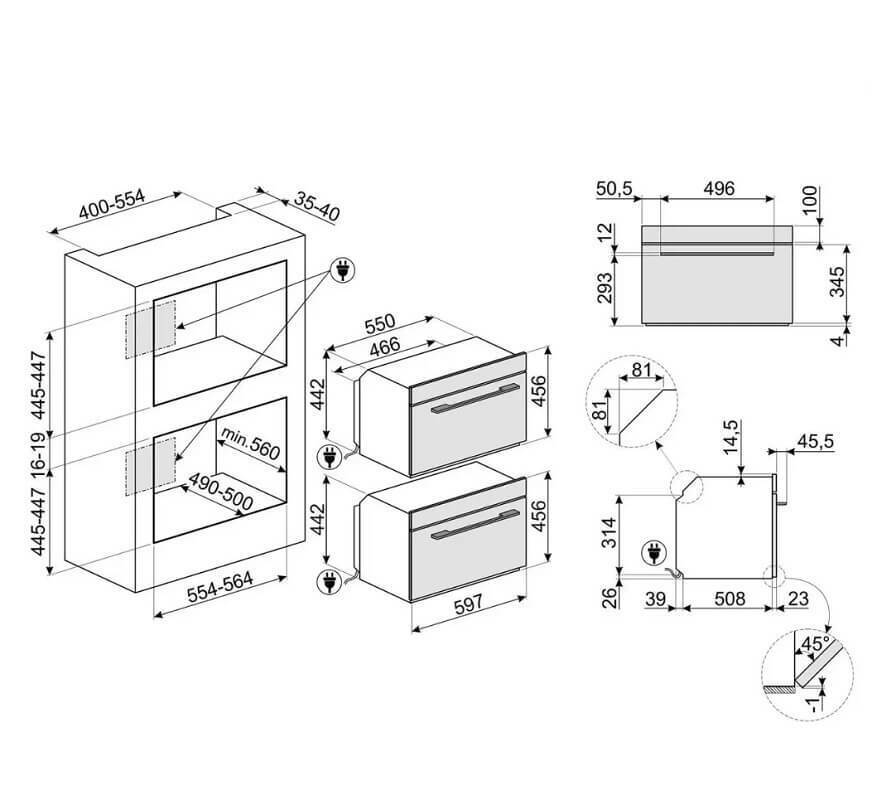 Встраиваемая микроволновая печь с грилем Smeg SF4102MS