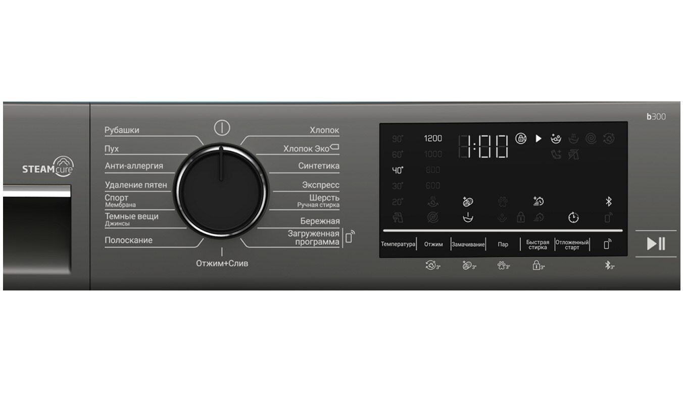 Стиральная машина с паром Beko B3WFR56H2A черный 45 см